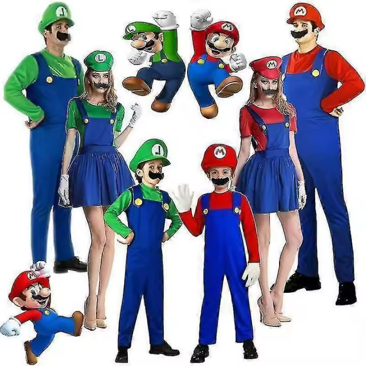 Disfraz de Super Mario Luigi, disfraz de alta calidad para niños adultos BSSM - 1