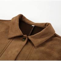 Abrigo de ante liso para mujer, chaqueta holgada con cuello vuelto y bolsillo de una sola botonadura, otoño e invierno, 2024 - details 6