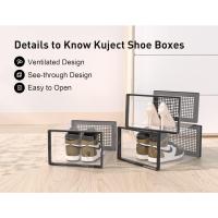 Cajas de almacenamiento de zapatos extragrandes, de plástico transparente, apilables, paquete de 12, zapatero y sustituto, contenedores de tenis, contenedores organizadores de almacenamiento de - details 5