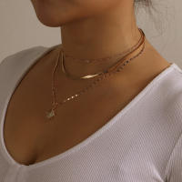 Collar de mujer con cadena de hueso de serpiente geométrica a la moda, collar de Metal con temperamento multicapa a la moda - details 0