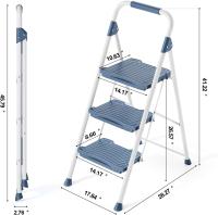 Peldaños Anchos con Baranda, Escalera de Tijera con Pedal Antideslizante, Taburete Plegable para Hogar Cocina Garaje Jardín Oficina, Capacidad de Carga de 900LBS, Azul - details 21