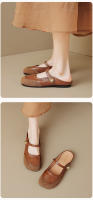 Pantuflas de media caña estilo francés para mujer, zapatos planos retro de una sola tira para uso exterior de verano para mujer - details 3
