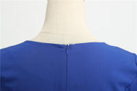 Women summer vintage with belt short sleeve v neck elegant retro swing party dresses - details 49