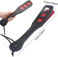 Cinta para vendar los ojos de color rojo rosa y paleta de mano y con paleta de azotes para parejas en forma de corazón para juegos Paleta para adultos Flogger para sexo Látigo sexual de cuero PU Juguetes sexuales de paleta para adultos - details 3