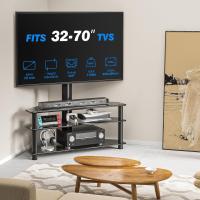 Mueble de TV de esquina para televisión de 32 a 70 pulgadas, base vintage de altura ajustable para televisor negro, soporte de TV giratorio de suelo con 3 estantes |   MÁX 50 Kg Vesa 600 * 400 mm - details 2