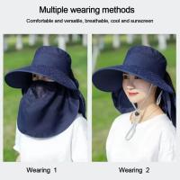Verano al aire libre pesca caza senderismo sombrero cara y cuello protección UV cubierta protectora oreja solapa mujeres sombrero - details 8