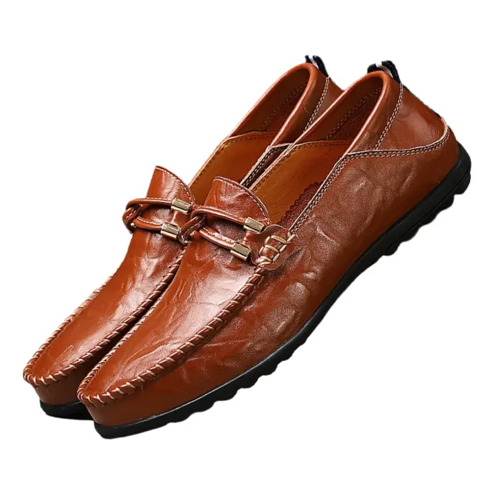 Zapatos de hombre de cuero suave Zapatos de punta de primavera-verano, zapatos de cuero británico casuales, zapatos grandes en tamaño - 1