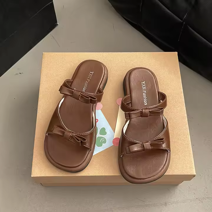 Sandalias Planas para Mujer Verano 2025 Diseño Moderno Versátil con Doble Lazo - 1