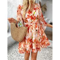Vestido fluido sin tirantes con estampado floral bohemio para mujer, verano 2025 - details 38