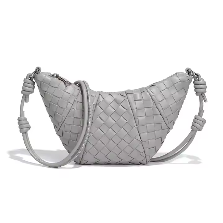 Bolso de Croissant tejido de alta gama hecho a mano para mujer, diseño Original de nicho, cruzado de un solo hombro, cuadrado pequeño, nuevo - 1