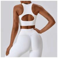 Conjunto de yoga sin costuras para mujer, yoga para mujer, sujetador deportivo acanalado, body de gimnasio, tres piezas de ropa deportiva, 1/2 pieza. - details 25