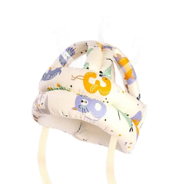 Casco protector ajustable para bebé, casco de seguridad de algodón suave para niño pequeño, sombrero anticaída, protección para la cabeza de bebé transpirable de poliéster - 1