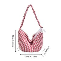 Bolso de hombro Hobos coreano Simple, bolso cruzado a cuadros de media luna, bolsos de lona de gran capacidad para niñas - details 0