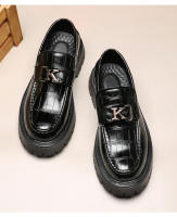 Nuevos zapatos de cuero para hombre, mocasines de plataforma que realzan los zapatos casuales de cuero. - details 7