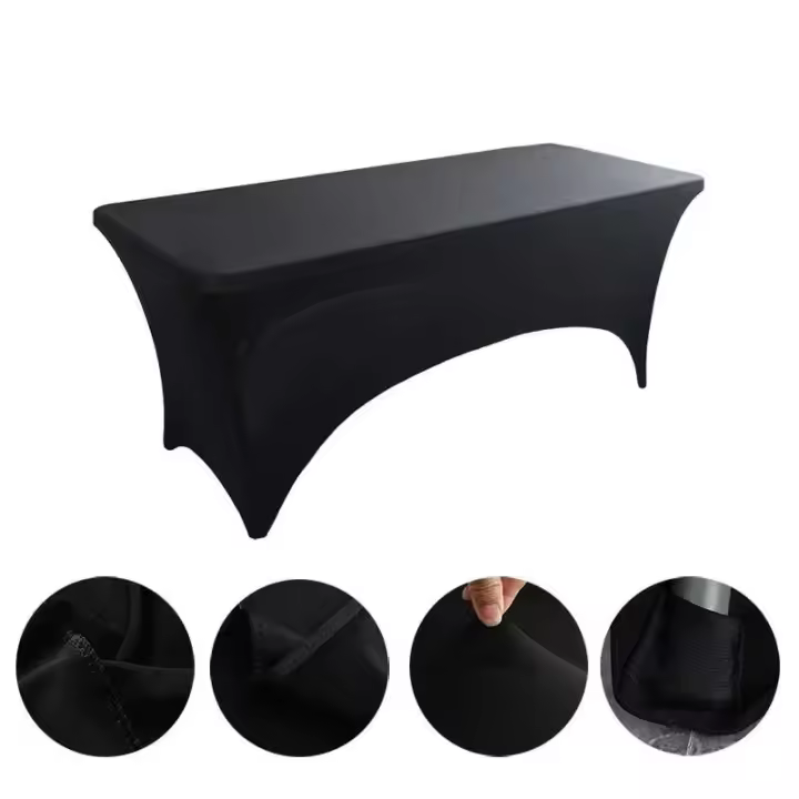 Mantel de Lycra de 6 pies, boda, hotel, cumpleaños, mesa elástica de 4 pies, 5 pies, 6 pies, 8 pies de altura, mesa plegable, - 1