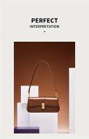 Bolso baguette elegante para mujer - Bolso bandolera desmontable elegante con cierre en tono dorado, marrón/negro, versátil para uso diario, accesorio elegante, artesanía de alta calidad - details 13