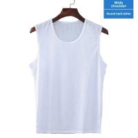 Chaleco de malla de seda de hielo para hombre, ropa interior de malla hueca de verano, camiseta deportiva fina de talla grande sin mangas, informal de moda - details 19