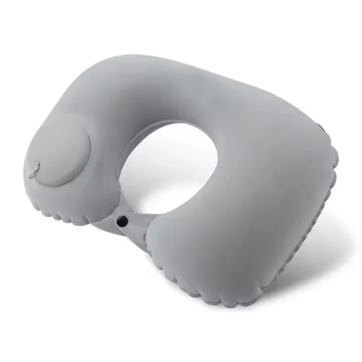 Almohada inflable de compresión en forma de U con protección para el cuello portátil para coche, siesta al aire libre, Camping, almohada de avión de PVC flocado para viajes - 1