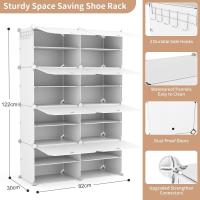 Zapatero de Plástico Portátil 8 Niveles, 32 Pares, Organizador para Armario, Entrada, Dormitorio, Pasillo Blanco, 2 x 8 - details 2