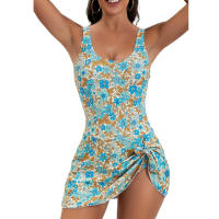 Trae una pieza para mujer con control abdominal, baño, falda, traje de baño - details 1