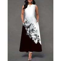 Women's Boho Long Dress Elegant Sleeveless Floral Print Casual Beach Party Summer Dress - details 38