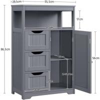 Armario de Baño de Madera Ajustable con Cajón y Estante Diseño de Doble Puerta para Sala de Estar Entrada Blanca Almacenamiento de Cocina Multiusos - details 37