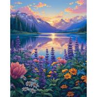 Ruopoty-pintura por números de flores de lago para adultos, cuadro de paisaje hecho a mano, lienzo, regalo Diy - details 0