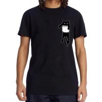 Camiseta de alta calidad para hombre, 100% algodón, divertido estampado de gato con bolsillo, camiseta holgada y fresca con cuello redondo para hombre, camisetas de manga corta para hombre - details 1