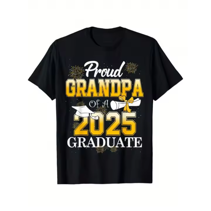 Camiseta Class of 2025 raduation Pride randpa - Algodón suave, manga corta, negro |   Ift perfecto para hombres y mujeres |   Ropa informal, lavable a máquina |   Tallas S-XXXL - 1
