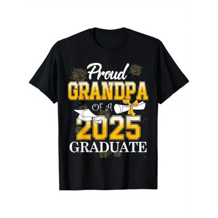 Camiseta Class of 2025 raduation Pride randpa - Algodón suave, manga corta, negro |   Ift perfecto para hombres y mujeres |   Ropa informal, lavable a máquina |   Tallas S-XXXL - 1
