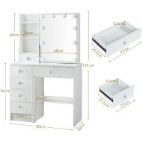 Maquillaje de Luces 10 Brillo Ajustable Espejo Grande con 6 Cajones Morno Blanco 80x36x131 cm - details 13