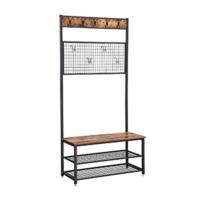 Perchero Grande Mueble de Entrada con 12 Ganchos y Banco para Zapatos Estilo Industrial Vestuario - details 13