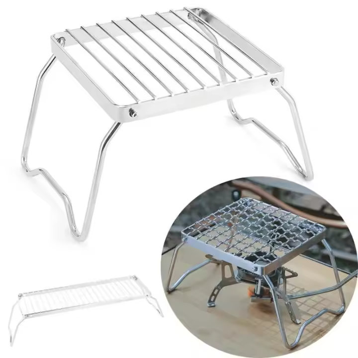 Camping Parrilla de Maple inoxidable, soporte para Estufa de gas, Parrilla para barbacoa al Aire Libre - 1