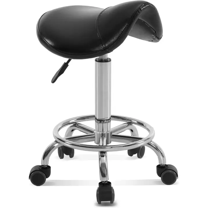 Taburete con Ruedas Ajustable Taburete de Oficina Ergonómico para Estudio, Oficina, Sala - 1