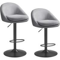 Taburete de bar, juego de 2, taburete de barra, regulable en altura, giratorio 360 ° Silla de cocina con respaldo, base, reposapiés, acero, para mostrador, comedor, blanco - details 14