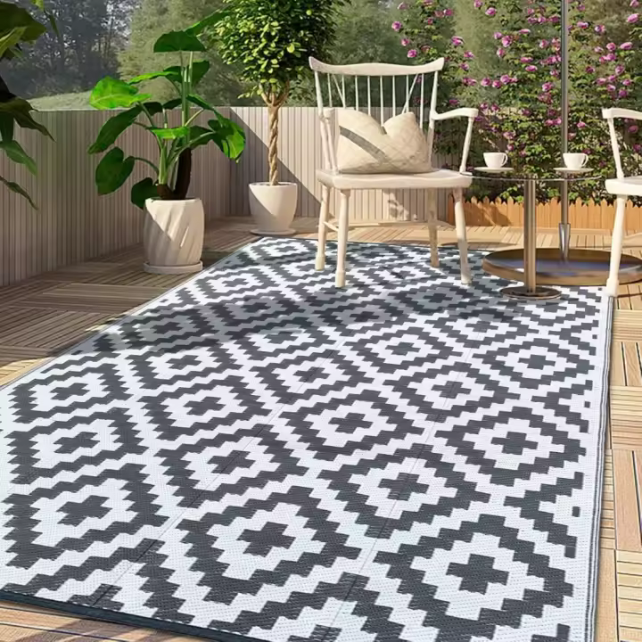 Alfombra para Exteriores Moderna de Plástico Reciclado Resistente a la Intemperie y al Agua, 180 x 270 cm, Para Balcón - 1