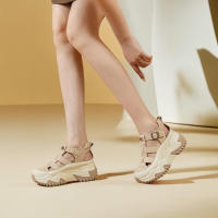 Sandalias deportivas ocultas con cuña y tacón alto con suela gruesa hueca para mujer, estilo coreano, uso informal y tamaño pequeño. - details 1
