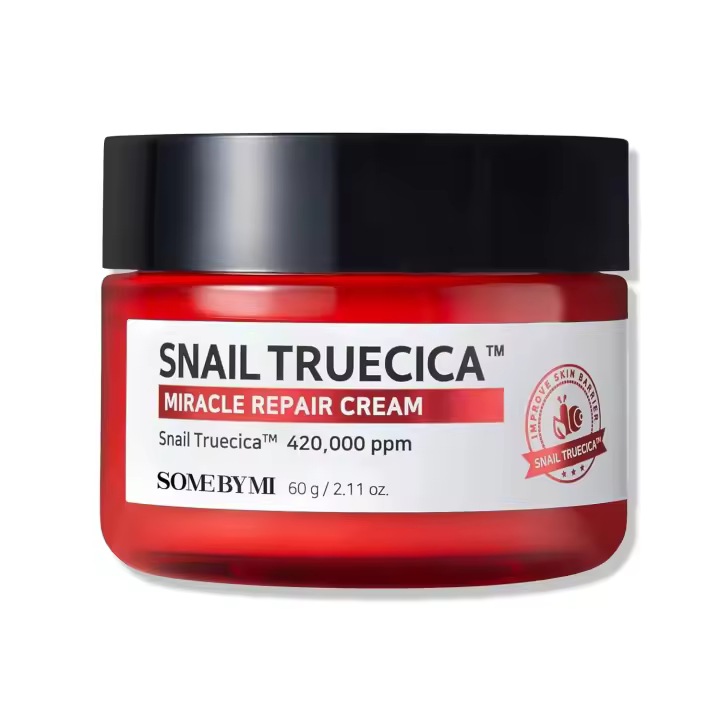 SOME BY MI Truecica Miracle Cream 2.02Oz, 60ml Hidratante facial de reparación diaria sensible a la mucina de caracol para marcas de acné y - 1