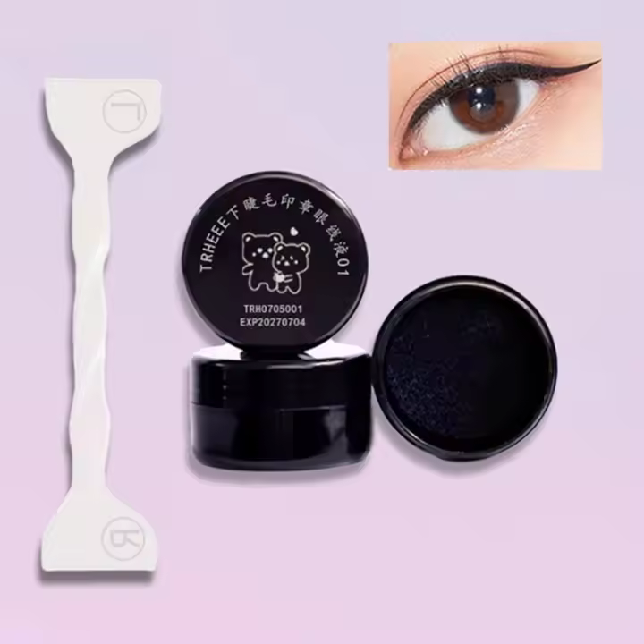 Set de Sello de Eyeliner de Esponja de Secado Rápido Impermeable, Doble Cabeza, Negro Marrón, Herramientas de Cuidado de la Piel Facial - 1