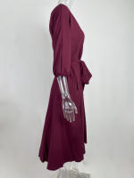 2025 primavera ropa de mujer europea y americana correa cintura temperamento vestido de hombro inclinado - details 11