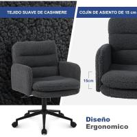 Silla Oficina de Respaldo Alto, Cómoda Silla Tocador con Altura Ajustable, Sillas Ordenador para Hogar y Dormitorio, Crema - details 19