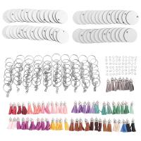Juego de llaveros redondos de sublimación, 240 piezas, adornos en blanco, transferencia de calor, borlas - details 0