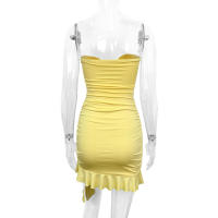 Vestido ajustado con volantes y volantes calados sin tirantes para mujer, novedad de 2024 - details 8