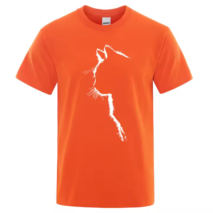Camisetas de algodón con estampado de gato para hombre, camisa de manga corta de verano, ropa de calle de Hip-Hop, divertidas - 1