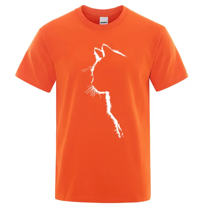 Camisetas de algodón con estampado de gato para hombre, camisa de manga corta de verano, ropa de calle de Hip-Hop, divertidas - 1