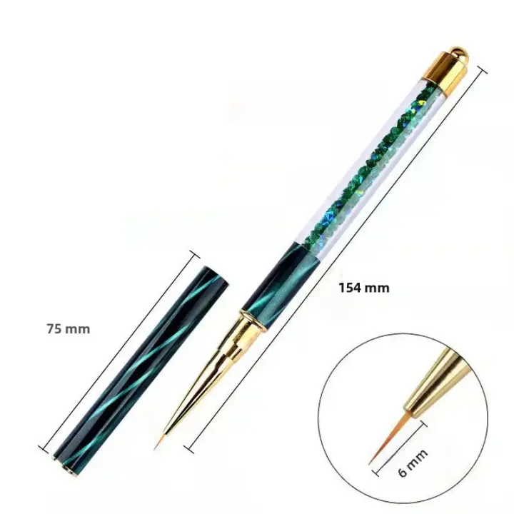 Pincel de Arte para Uñas Pincel de Dibujo Acrílico UV Extensión de Gel con Líneas Rayadas y Flores - 1