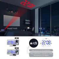 Despertador Digital LED, proyección de Radio con temperatura, humedad, reloj de espejo, pantalla de hora de cabecera multifuncional, Mesa de Color - details 8