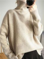 Otoño Invierno naranja cuello alto cachemir mujeres suéter grueso Casual básico Jersey tejido suéter Tops sueltos - details 10
