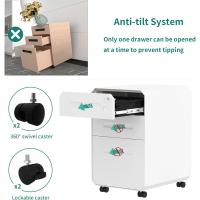 Armario Archivador con 3 Cajones, Cajonera de Oficina Móvil con Ruedas, Metalico Mueble Oficina Archivador con Cerradura y Llave para Carta/A4, Blanco, 51 x 40 x 64cm - details 5