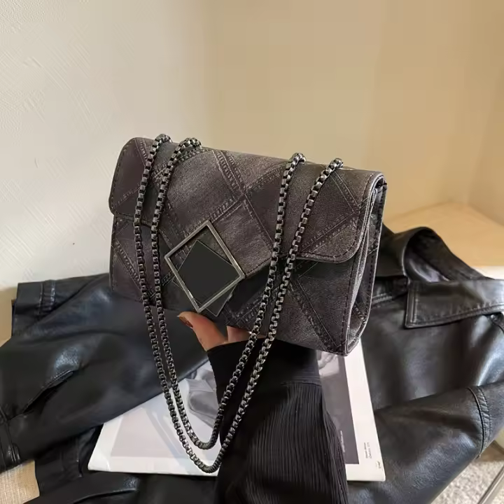 Moda PU Pequeño Bolso Cuadrado Primavera Nueva Cadena Bolso De Hombro, Bolso De Mensajero Retro Para Mujer - 1